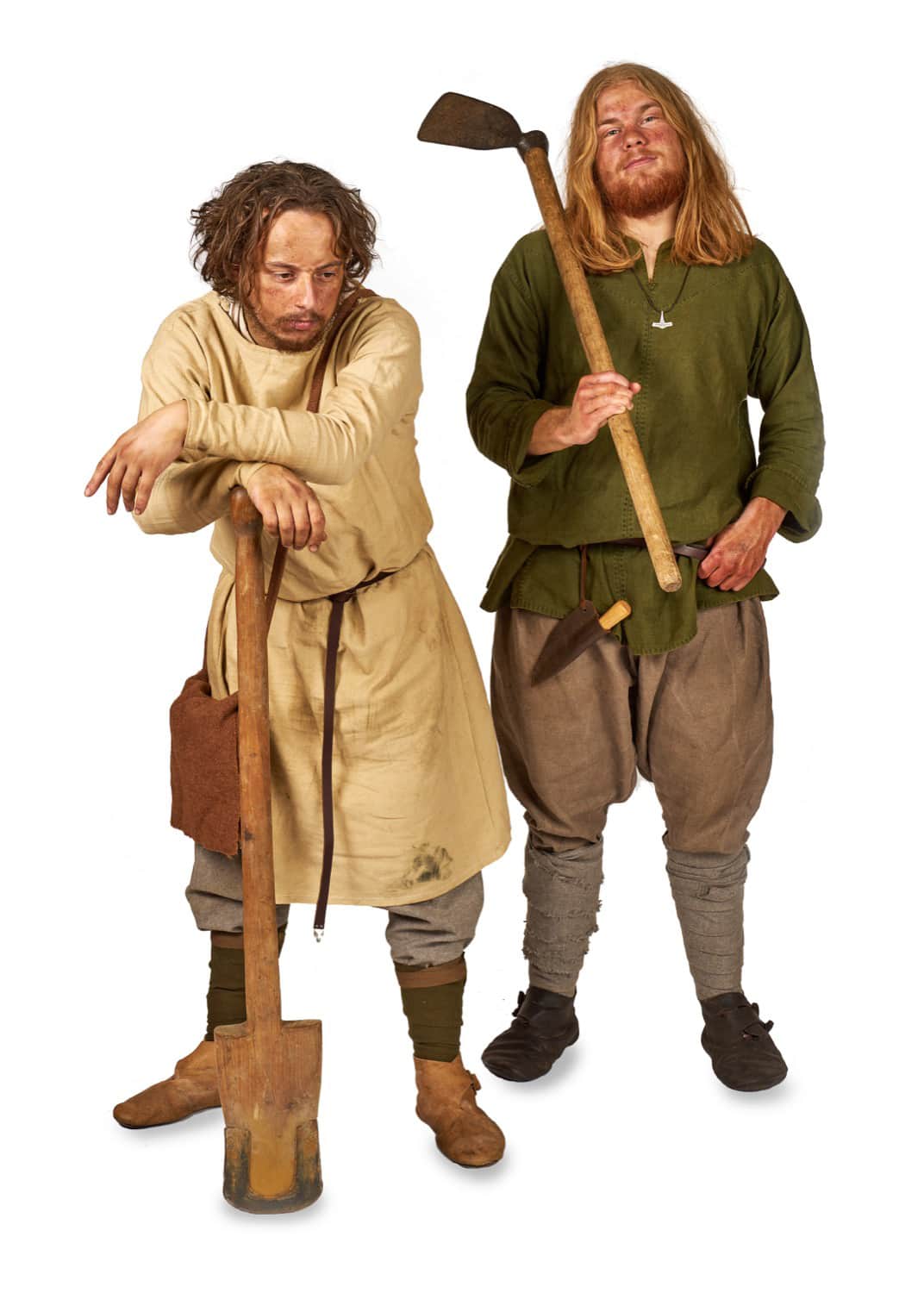 The image shows a two Anflo-Scandinavian men in simple clothes